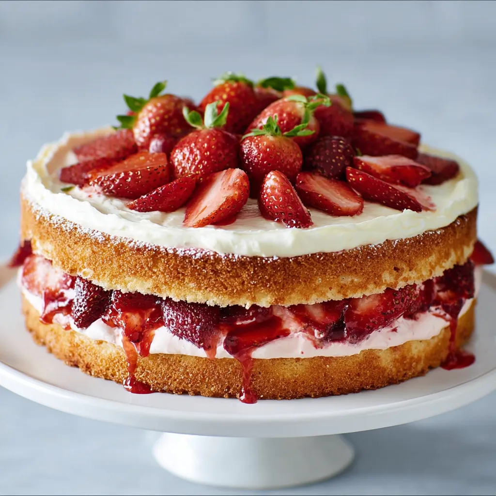 A cake with strawberries on top.