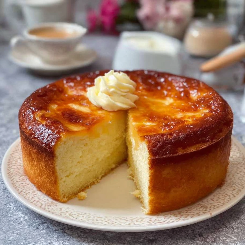 Une tarte aux fruits et crème, avec une pâte brûlée et une garniture de crème fouettée, est servie sur un plateau.