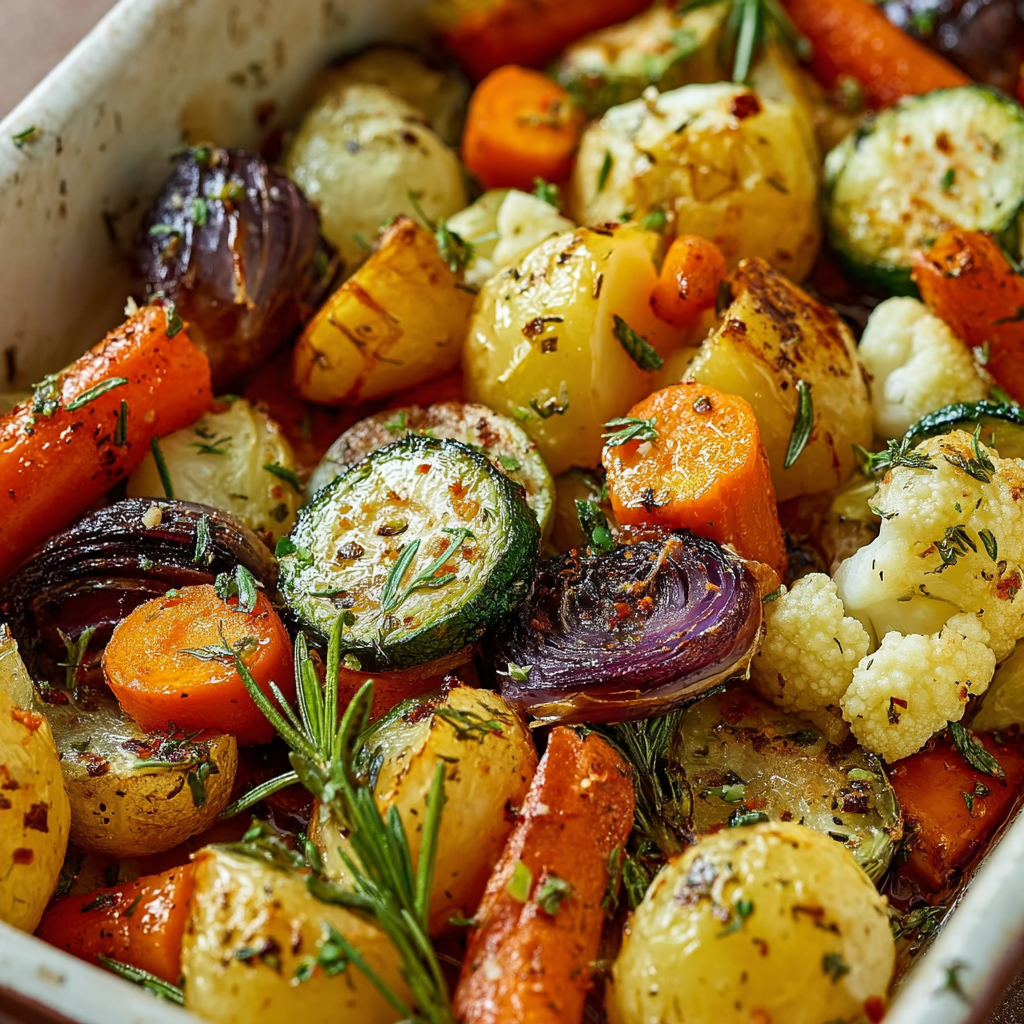 Une casserole de légumes colorés, y compris des carottes, des courgettes et des poivrons, est servie dans un bol.