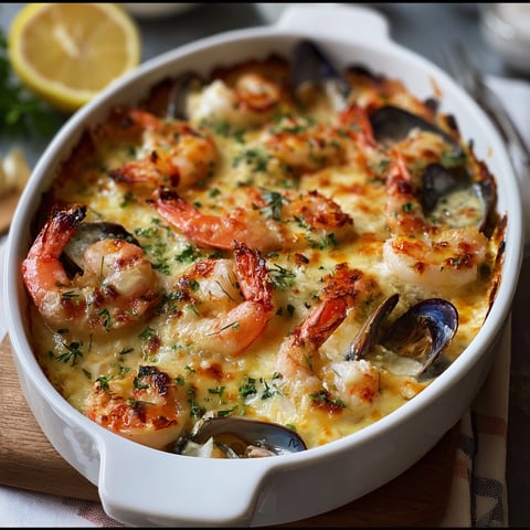 Un plat de fruits de mer riche et délicieux, avec des moules, des crevettes et des légumes, est servie dans un bol en porcelaine.